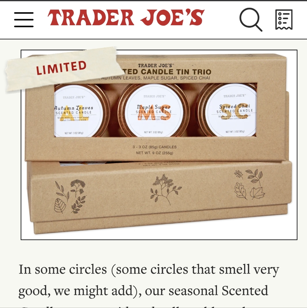 Trader Joe's fall candle trio🍂🍁